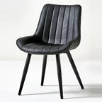 Chaise de salle à manger simple en cuir rembourré avec dossier solide et pieds en métal