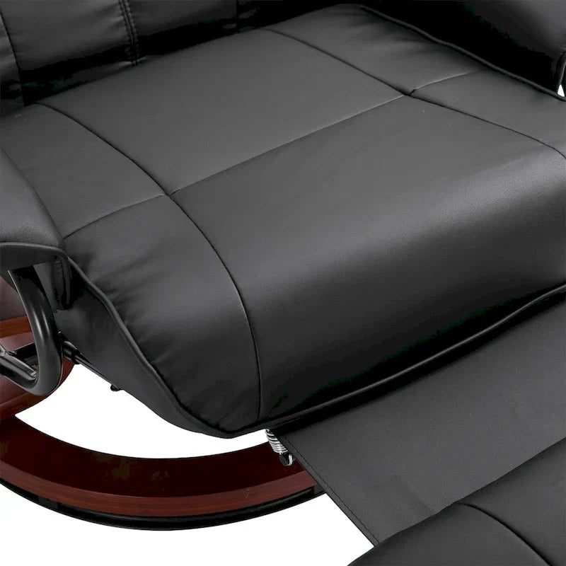 Fauteuil inclinable manuel pivotant en similicuir HomCom avec repose-pieds confortable et relaxant