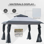 Outsunny 12 x 12 Tonnelle escamotable Pare-soleil Tente instantanée pliable avec filet latéral en maille, Hauteur réglable sur 3 niveaux