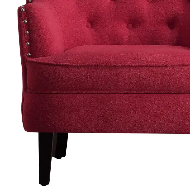 Moser Bay Mignon Fauteuil d'appoint à oreilles capitonné large de 76 cm en velours et lin