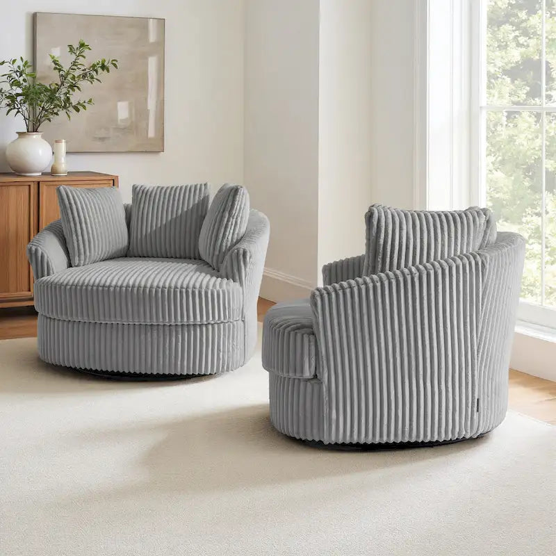 DREAMSIDEA Lot de 2 fauteuils pivotants recouverts de tissu, accoudoirs encastrés