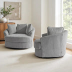 DREAMSIDEA Lot de 2 fauteuils pivotants recouverts de tissu, accoudoirs encastrés