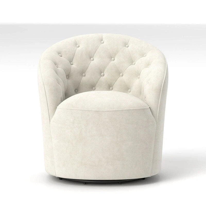 Fauteuil club pivotant à 360 degrés en velours avec dossier capitonné