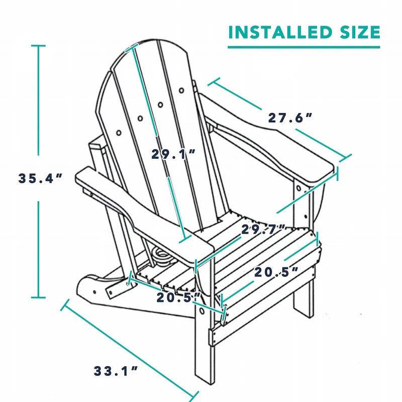 Chaise Adirondack pliante d'extérieur avec porte-gobelet