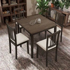 Ensemble Table et Chaises de Salle à Manger Carrée en Bois, Table à Manger Décontractée avec 4 Chaises de Salle à Manger Rembourrées pour Coin Repas de Cuisine