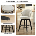 Lot de 2 tabourets de bar pivotants, chaises de salle à manger rembourrées avec large dossier, chaises de hauteur comptoir avec pieds en métal