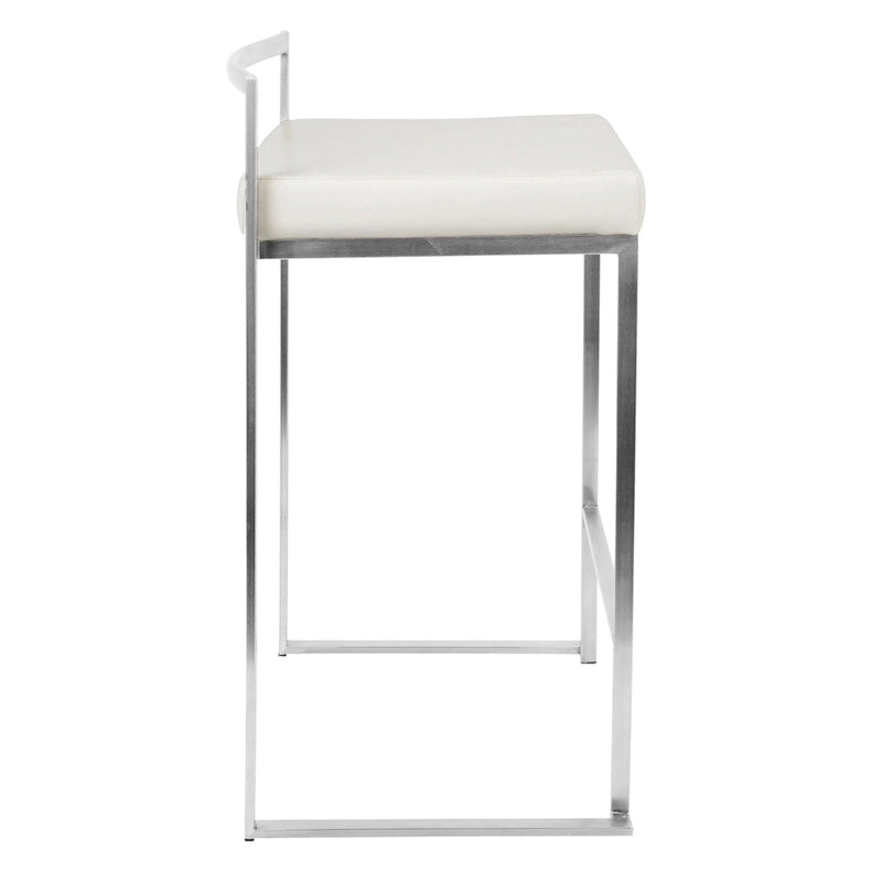 Tabouret de comptoir Silver Orchid Forrest en acier inoxydable empilable et entièrement soudé (lot de 2)