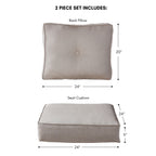 Ensemble de deux coussins d'extérieur haut de gamme Sunbrella pour assise profonde