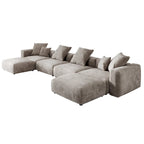Grand canapé modulaire sectionnel en velours côtelé, en forme de U, 4 places avec 2 poufs et 5 oreillers
