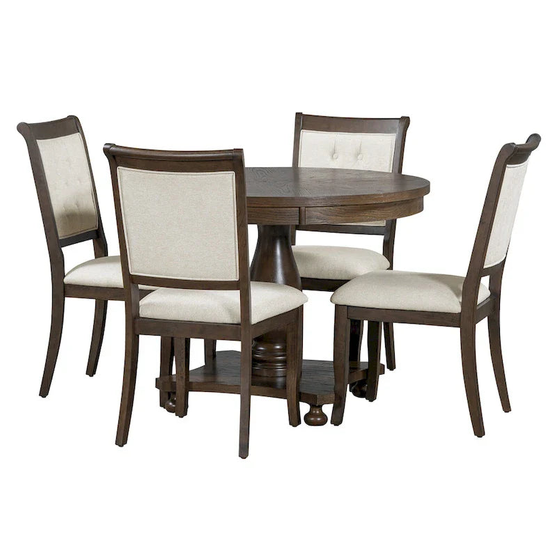 Ensembles de salle à manger 5 pièces Lak Retro avec chaises rembourrées par GDFStudio