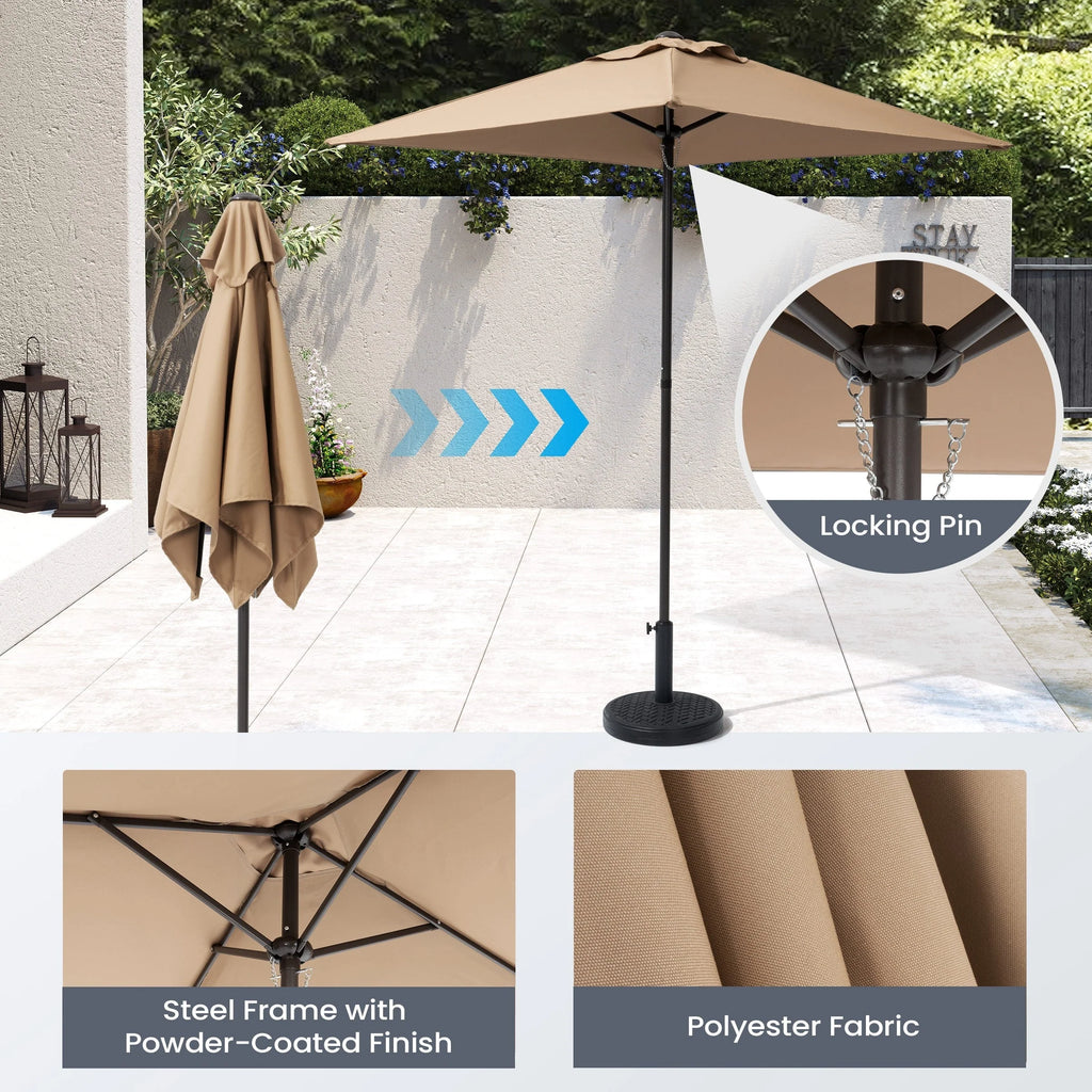 Ensemble de patio 6 pièces Pellebant avec table, parasol et 4 chaises pliantes – 22,4 L x 26,8 P x 34,4 H