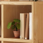 Bibliothèque moderne horizontale en bois à 8 cubes, finition naturelle