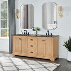 Meuble sous-vasque Hervas avec plateau en marbre naturel, sans miroir