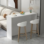 Table de bar longue rectangulaire blanche en bois pour salon