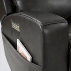 Causeuse inclinable électrique en cuir véritable avec espace de rangement et port de charge USB pour salon