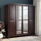 Palace Imports Kyle Armoire 4 portes 100 % en bois massif avec portes en bois massif ou portes miroir