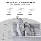 Causeuse futon moderne en velours avec dossier inclinable et poches, 2 places — Gris foncé / Gris clair / Bleu / Noir