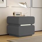Table de chevet d'appoint moderne en cuir noir avec 2 tiroirs