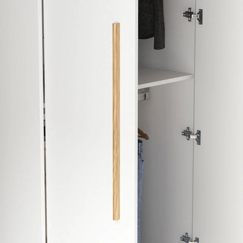 Armoire moderne autoportante en bois massif avec étagères de rangement