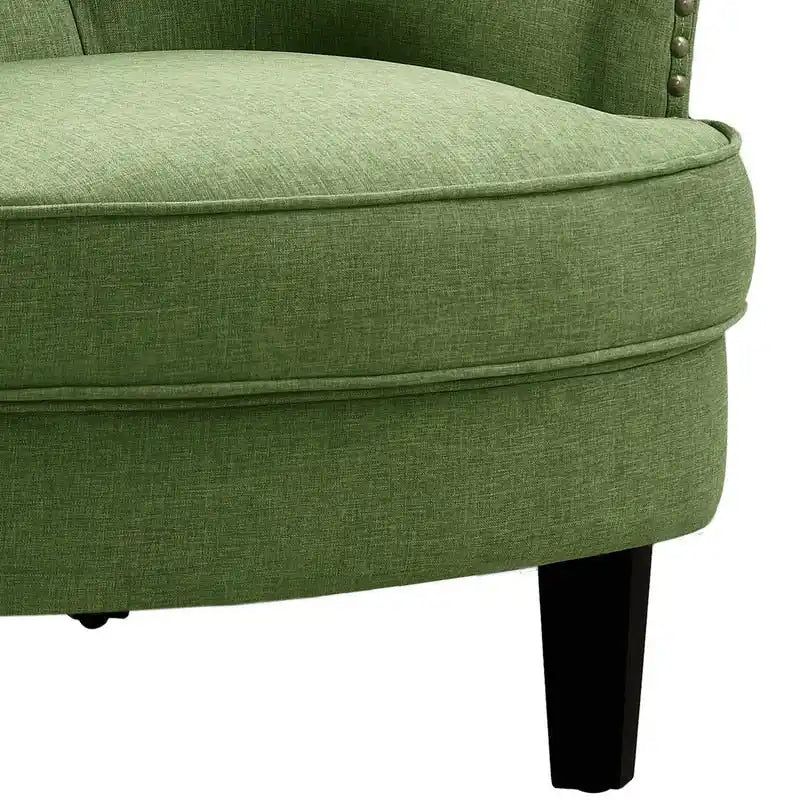 Moser Bay Mignon Fauteuil d'appoint à oreilles capitonné large de 76 cm en velours et lin