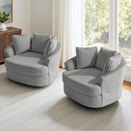 DREAMSIDEA Lot de 2 fauteuils pivotants recouverts de tissu, accoudoirs encastrés