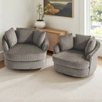 DREAMSIDEA Lot de 2 fauteuils pivotants recouverts de tissu, accoudoirs encastrés