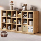 Bibliothèque moderne horizontale en bois à 8 cubes, finition naturelle