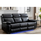 Canapé inclinable électrique avec chargeur sans fil, liseuse, lumière LED pour salon, similicuir, port AC/USB, porte-gobelet, noir