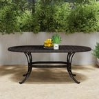 Ensemble de salle à manger d'extérieur 7 pièces en aluminium bronze Sanibel avec table à manger ovale de 72 et six fauteuils par Homestyles