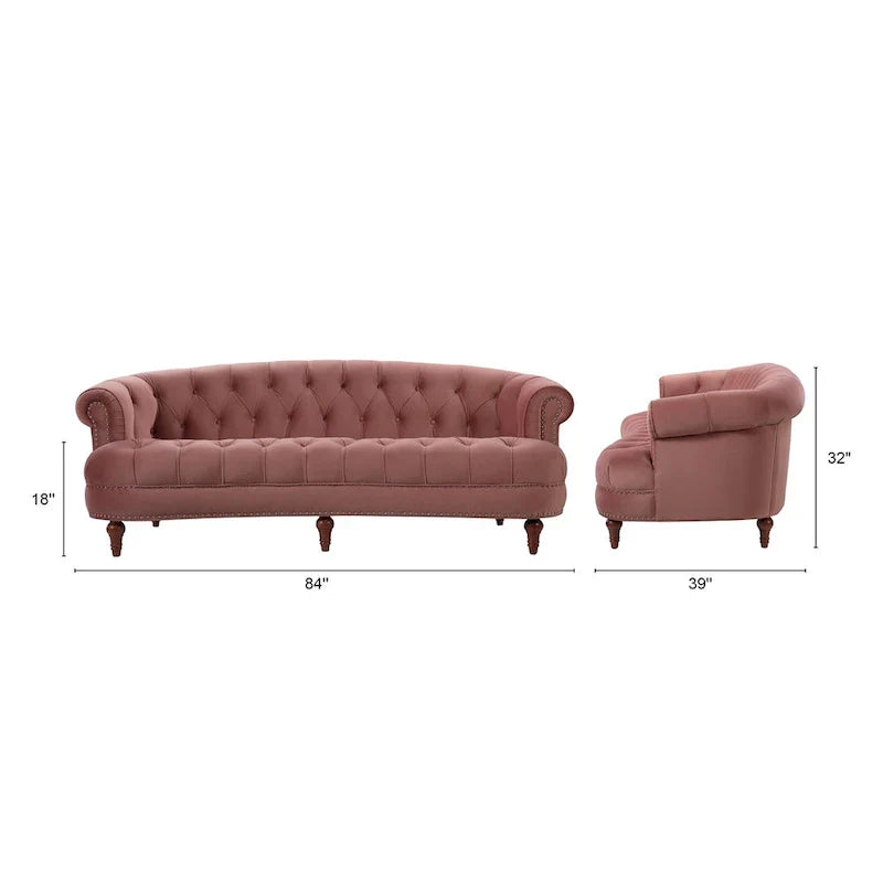 Canapé capitonné chesterfield La Rosa 84 en velours, style moderne du milieu du siècle