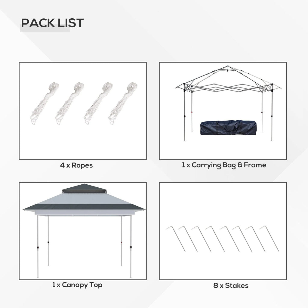 Outsunny 12 x 12 Tonnelle escamotable Pare-soleil Tente instantanée pliable avec filet latéral en maille, Hauteur réglable sur 3 niveaux