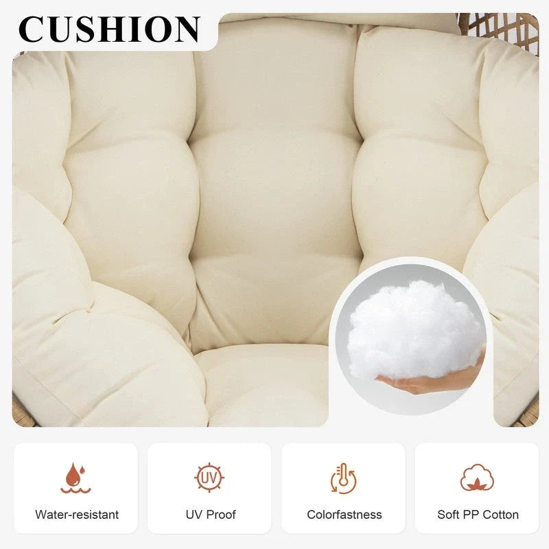 FINCATI Fauteuil Œuf d'intérieur, Fauteuil Œuf d'extérieur 200 kg, Fauteuil Œuf surdimensionné avec pouf, Fauteuil Œuf de luxe confortable avec repose-pieds