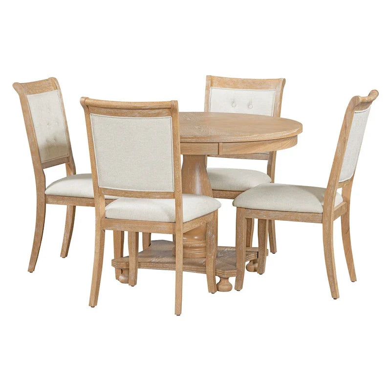 Ensembles de salle à manger 5 pièces Lak Retro avec chaises rembourrées par GDFStudio
