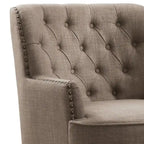 Moser Bay Mignon Fauteuil d'appoint à oreilles capitonné large de 76 cm en velours et lin
