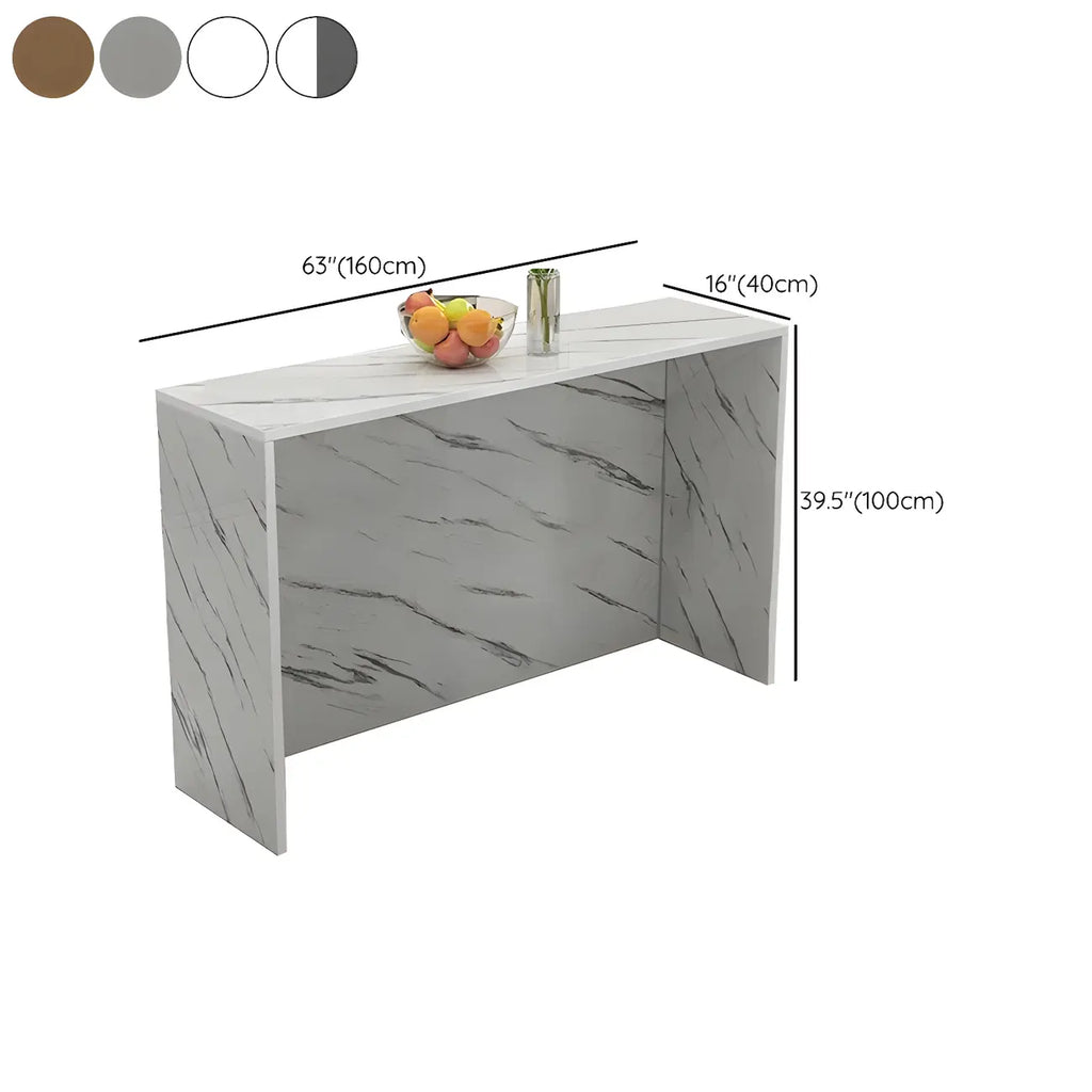 Table de bar longue rectangulaire blanche en bois pour salon