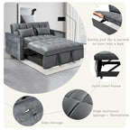 Causeuse futon moderne en velours avec dossier inclinable et poches, 2 places — Gris foncé / Gris clair / Bleu / Noir