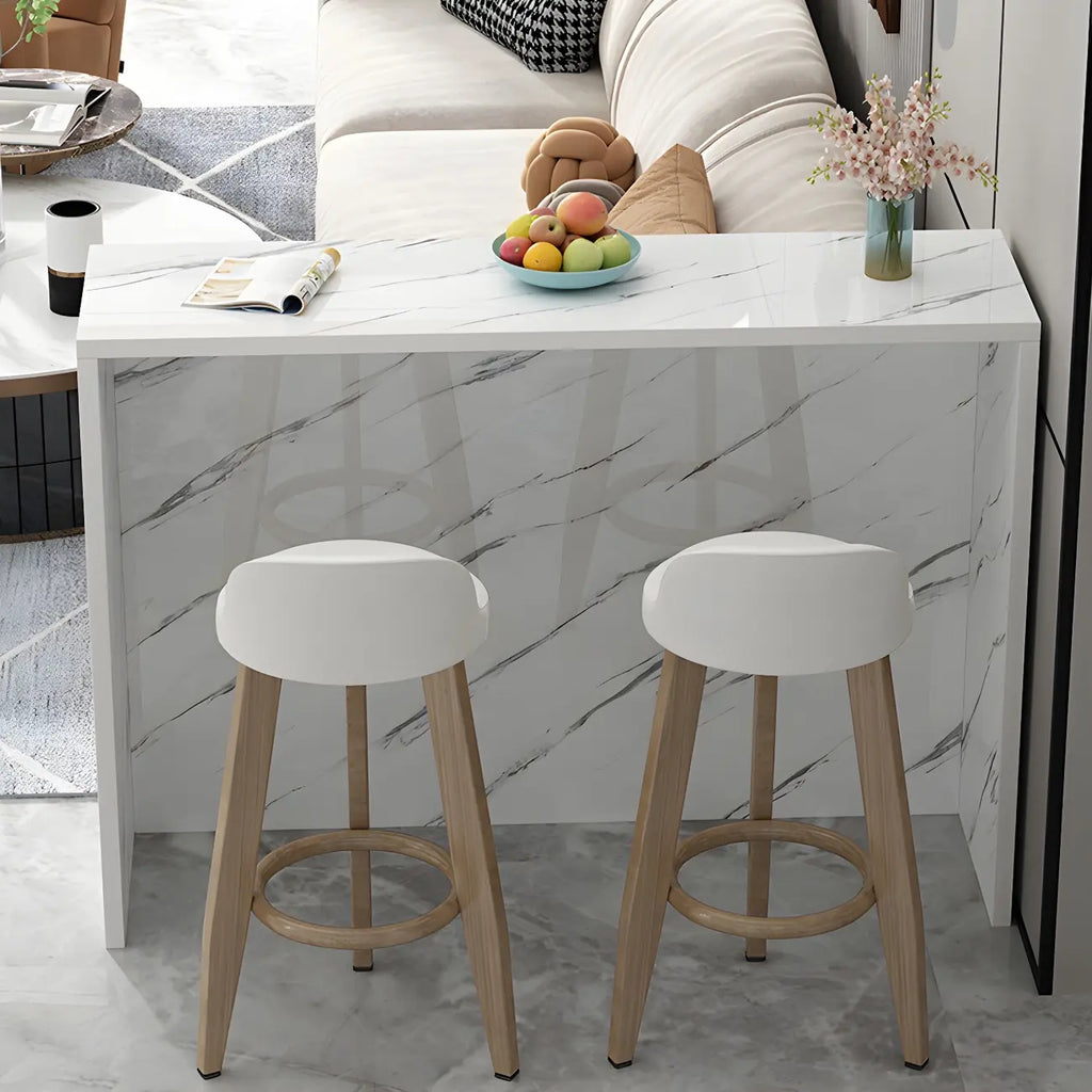 Table de bar longue rectangulaire blanche en bois pour salon