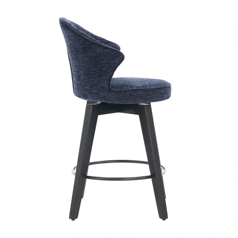 Lot de 2 tabourets de bar pivotants, chaises de salle à manger rembourrées avec large dossier, chaises de hauteur comptoir avec pieds en métal