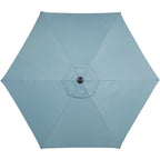 Ensemble de salle à manger Hanover Lavallette 5 pièces bleu océan avec 4 chaises fixes, une table ronde en verre de 52 pouces, un parasol et une base