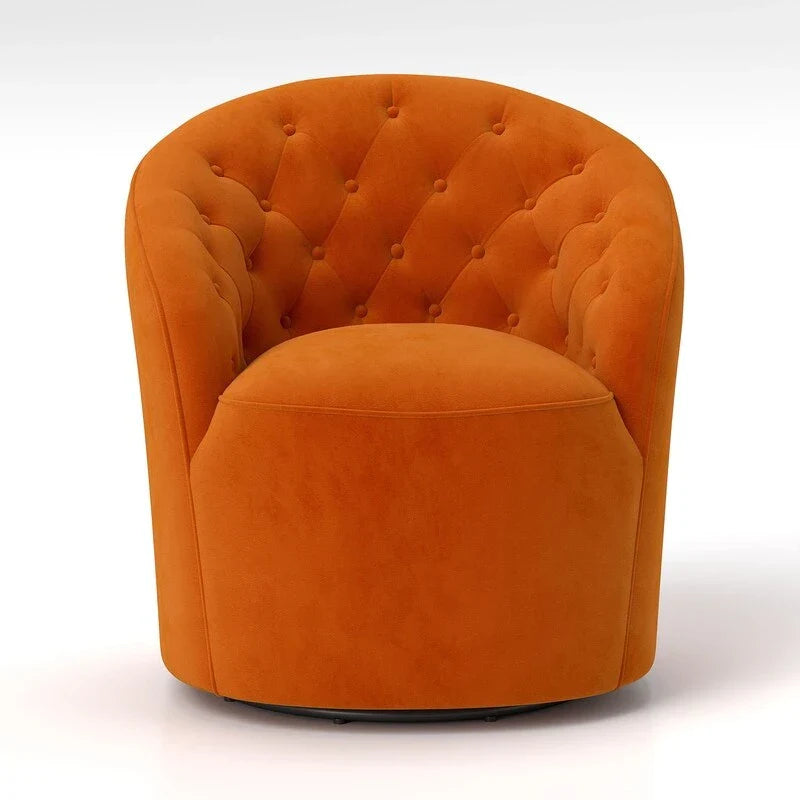 Fauteuil club pivotant à 360 degrés en velours avec dossier capitonné
