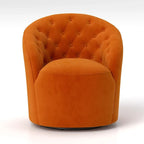 Fauteuil club pivotant à 360 degrés en velours avec dossier capitonné