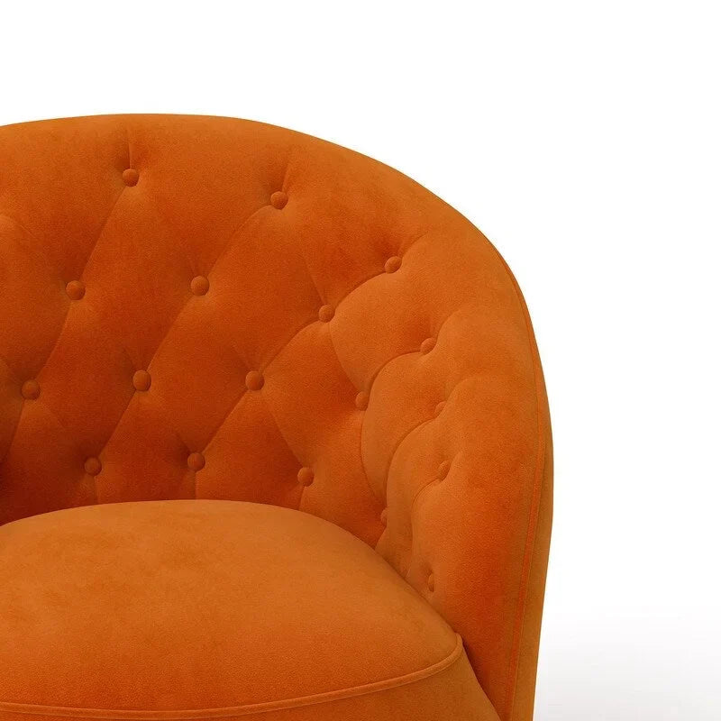 Fauteuil club pivotant à 360 degrés en velours avec dossier capitonné