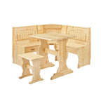 MUSEHOMEINC Ensemble de table de salle à manger 3 pièces en bois massif de style traditionnel avec banquette latérale, ensemble de table de coin repas avec rangement caché