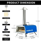 Four à Pizza Extérieur Multi-Combustibles avec Brûleur à Gaz et Boîte à Bois - 12 pouces