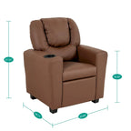 Fauteuil inclinable pour enfants en PVC avec fonction d'inclinaison par poussée, porte-gobelet et repose-pieds confortable