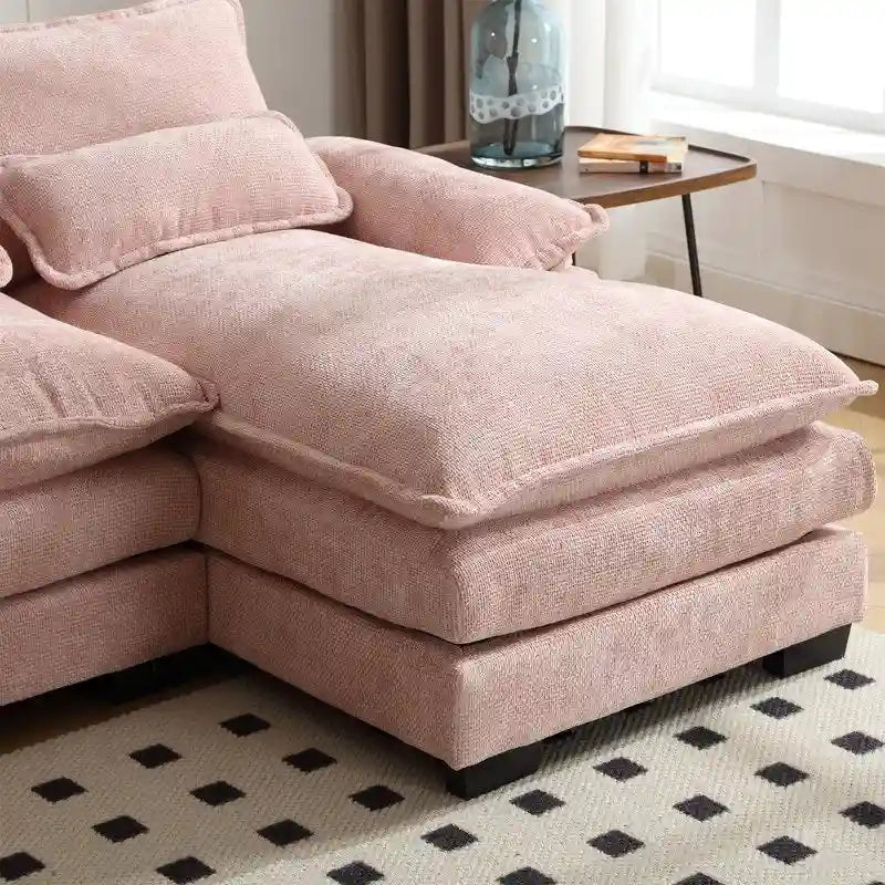 Canapé modulable Cloud pour salon, canapé d'angle moderne en chenille/boucle, canapé convertible modulable confortable avec double méridienne