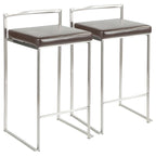 Tabouret de comptoir Silver Orchid Forrest en acier inoxydable empilable et entièrement soudé (lot de 2)