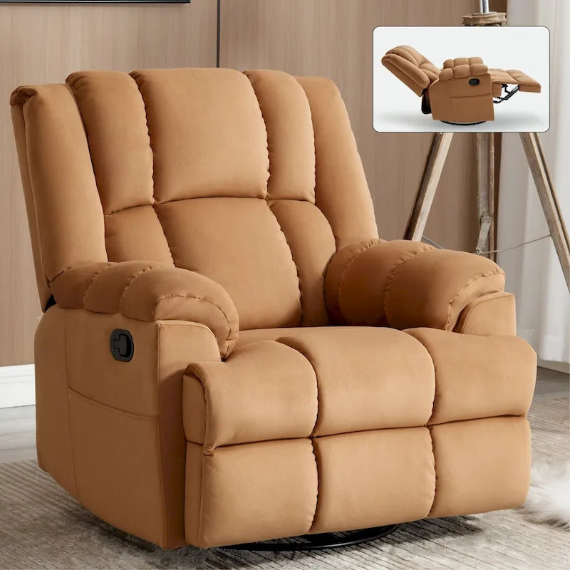 Fauteuil Inclinable Pivotant à Bascule Lazy Boy, Grand Fauteuil Inclinable Manuel Rembourré avec Accoudoirs et Dossier Capitonnés