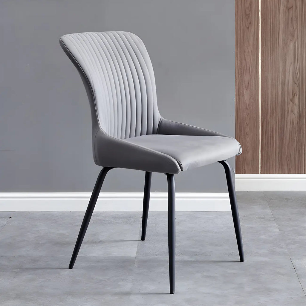Chaises de salle à manger sans accoudoirs gris foncé industrielles