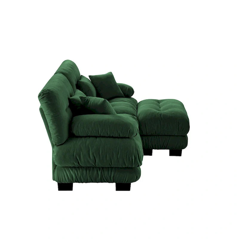 Canapé sectionnel d'angle en chenille avec oreillers lombaires